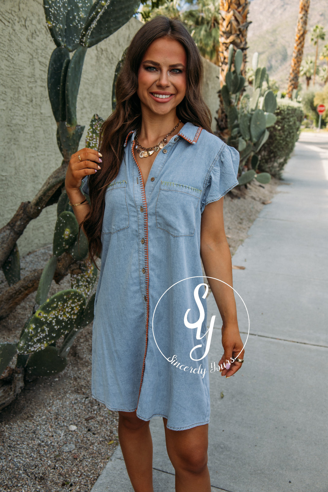 Brunch On The Coast Dress - Denim