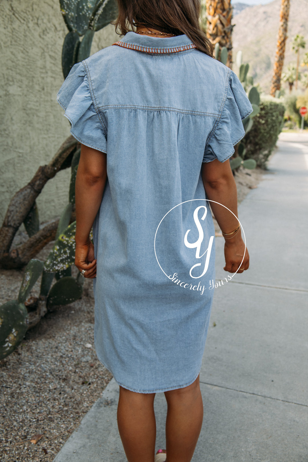 Brunch On The Coast Dress - Denim