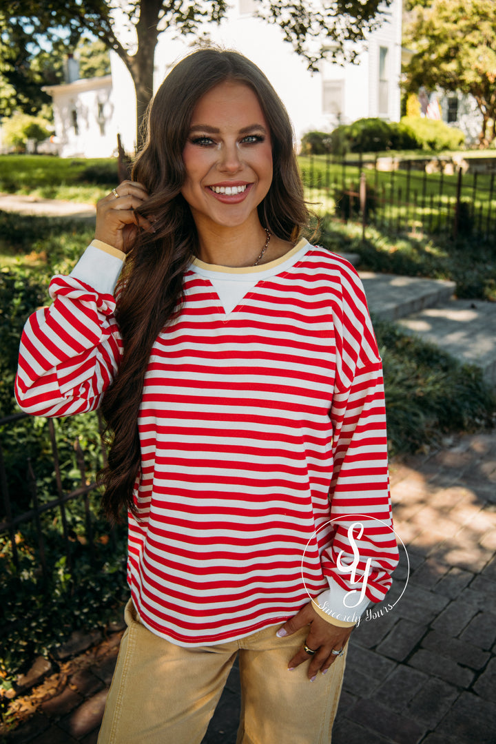 Darcy Striped Top - Red