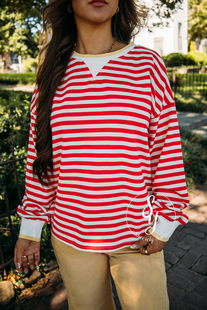 Darcy Striped Top - Red