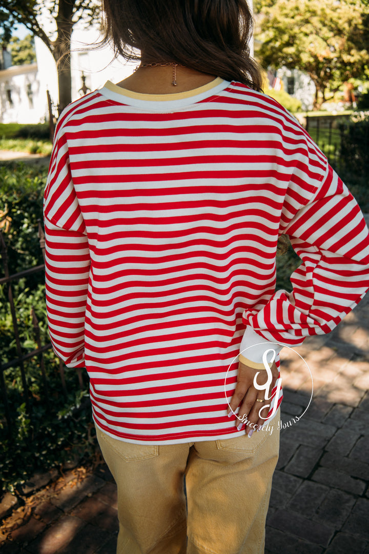 Darcy Striped Top - Red