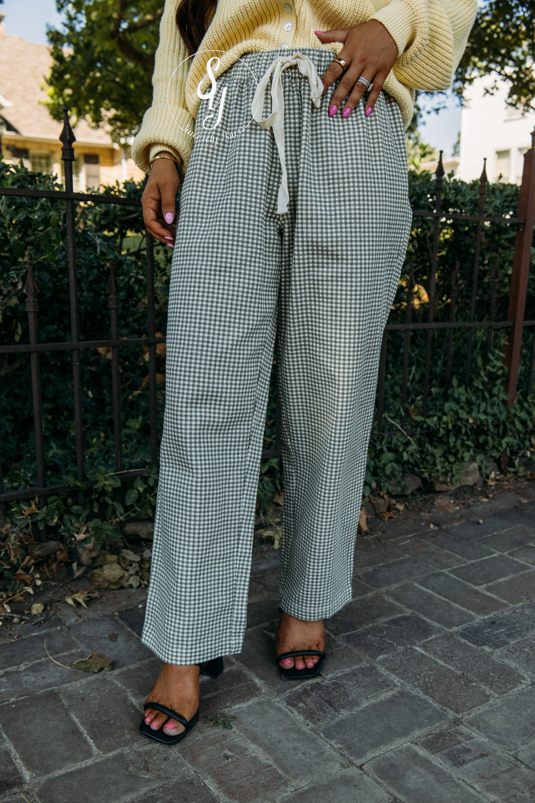 Lovely Plaid Pant - Charcoal/ Cream