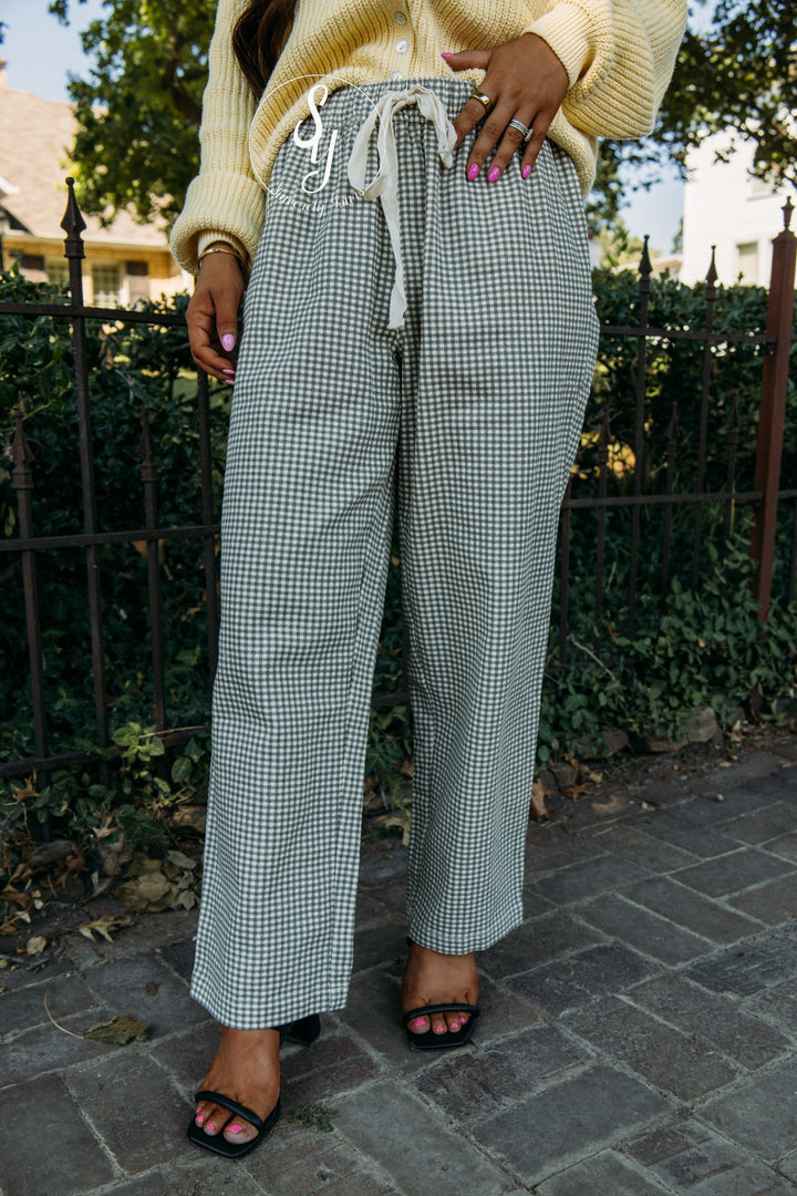 Lovely Plaid Pant - Charcoal/ Cream