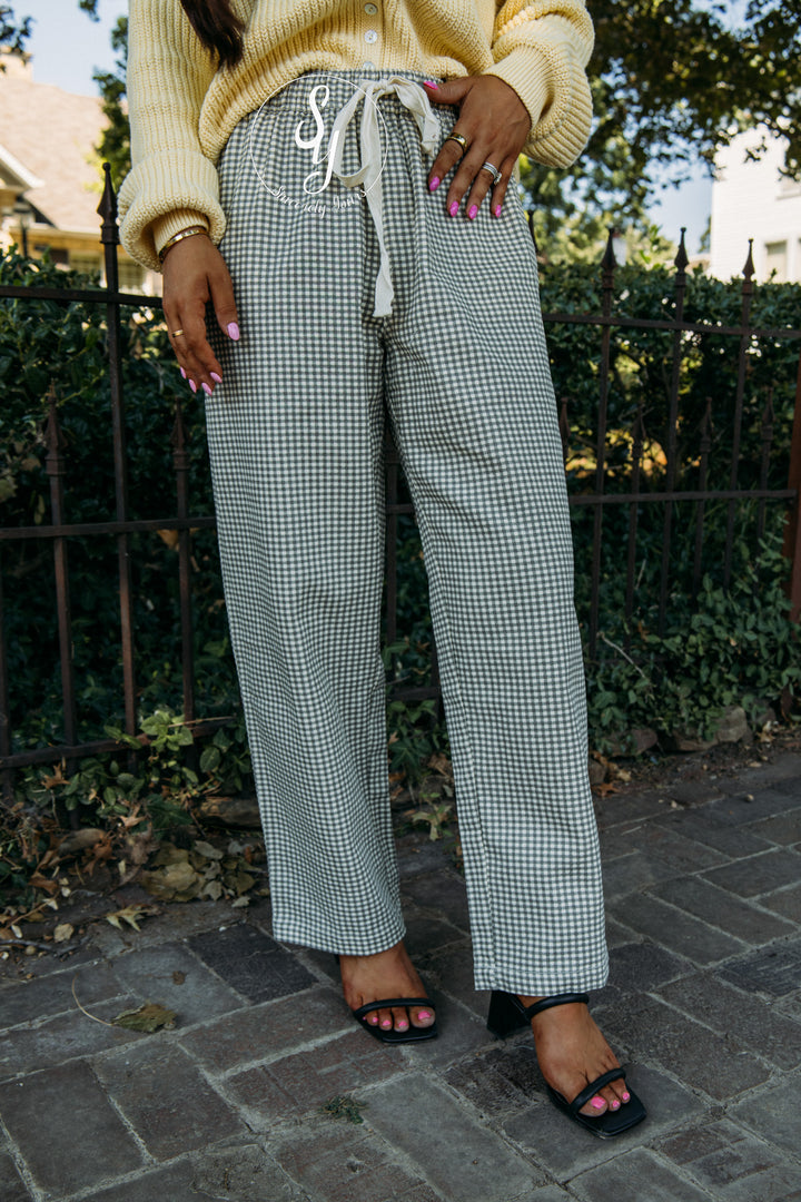 Lovely Plaid Pant - Charcoal/ Cream
