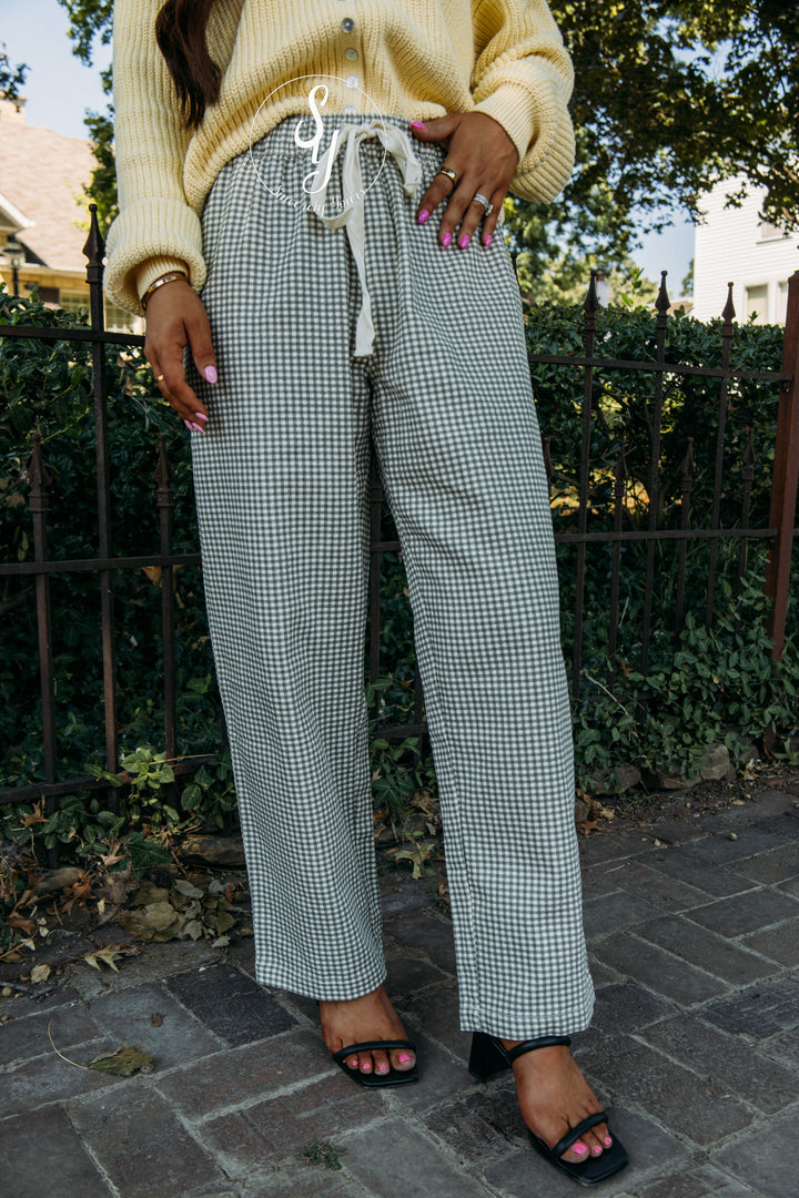 Lovely Plaid Pant - Charcoal/ Cream