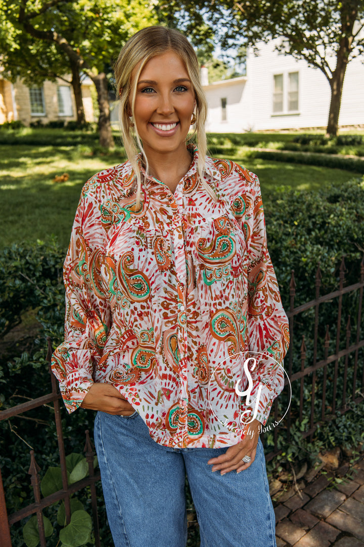 Bloom And Breeze Top - Tangerine