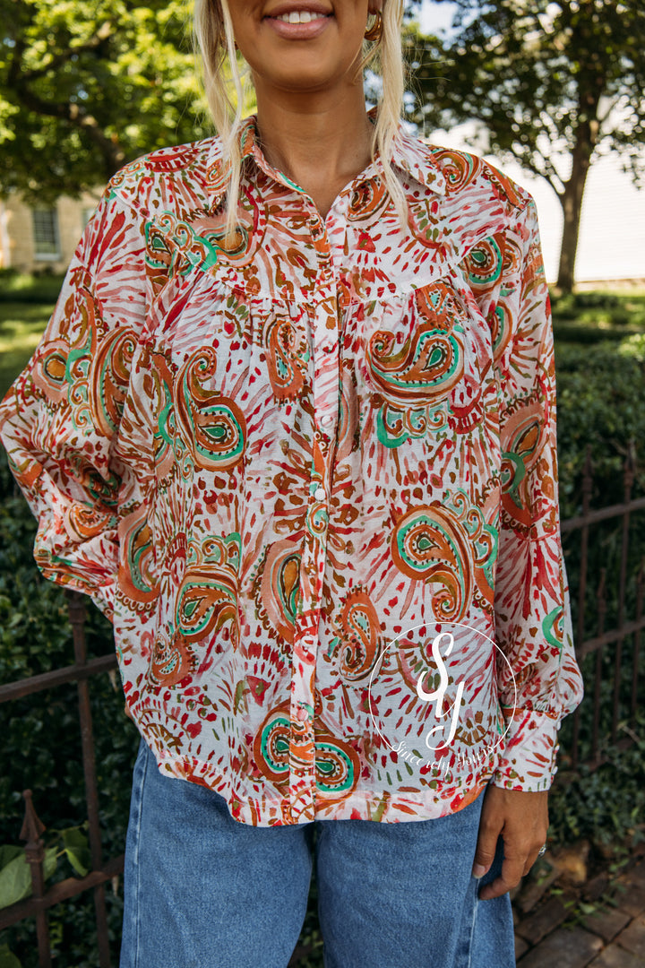 Bloom And Breeze Top - Tangerine