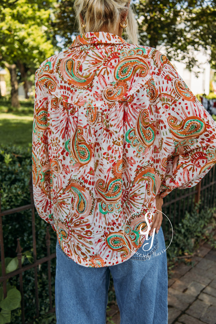 Bloom And Breeze Top - Tangerine
