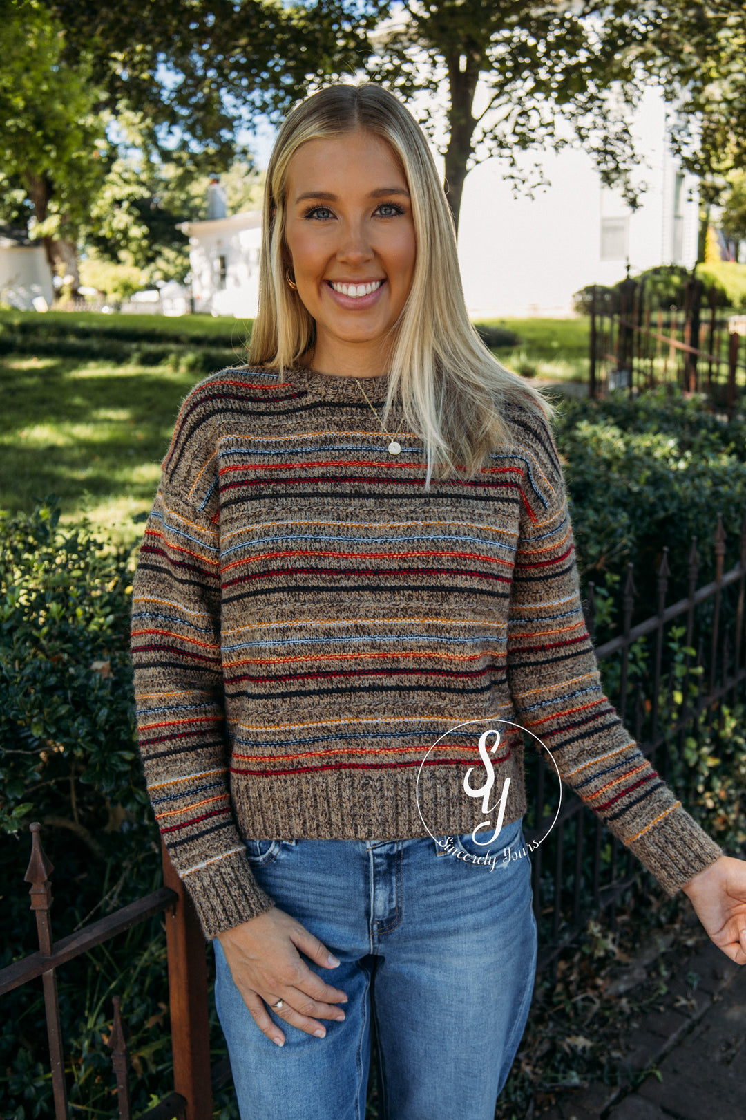 Cabin Cozy Striped Sweater - Choco Multi