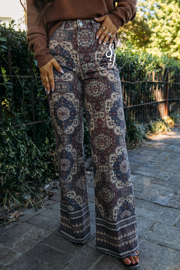 Dear John: Fiona High Rise Wide Leg Jean - Persian Tapestry
