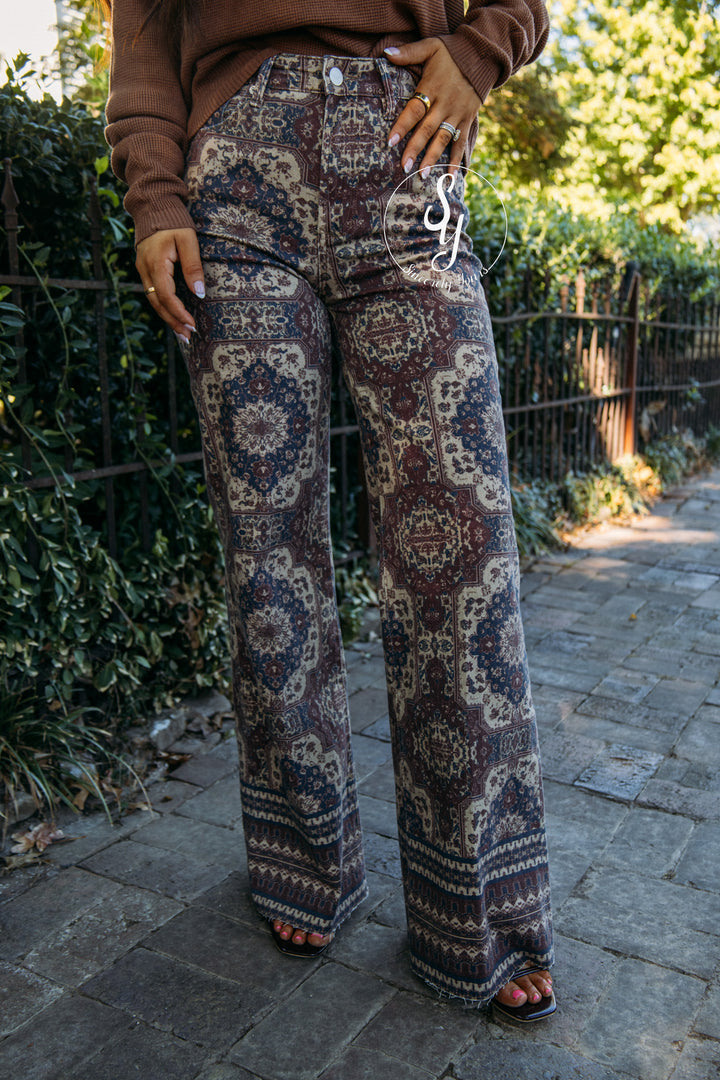 Dear John: Fiona High Rise Wide Leg Jean - Persian Tapestry