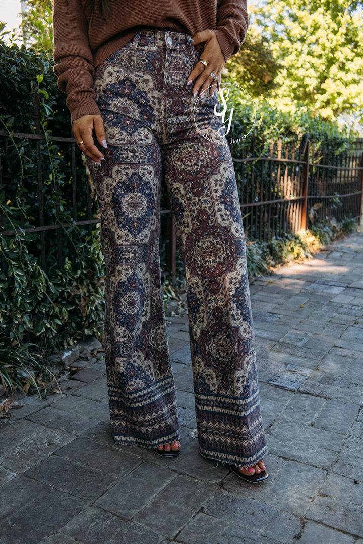 Dear John: Fiona High Rise Wide Leg Jean - Persian Tapestry