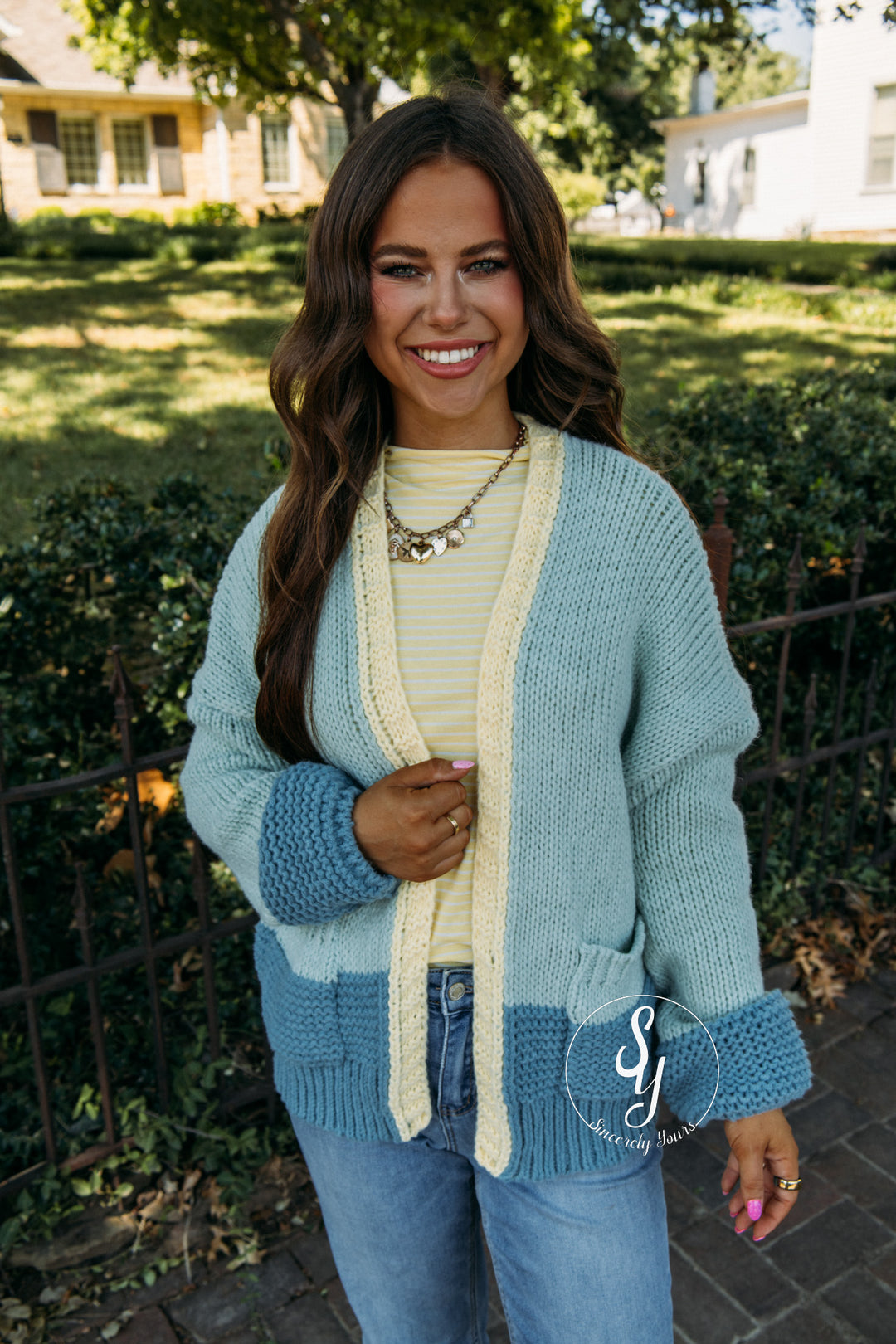 Harvest Moon Cardigan - L. Sage/Teal