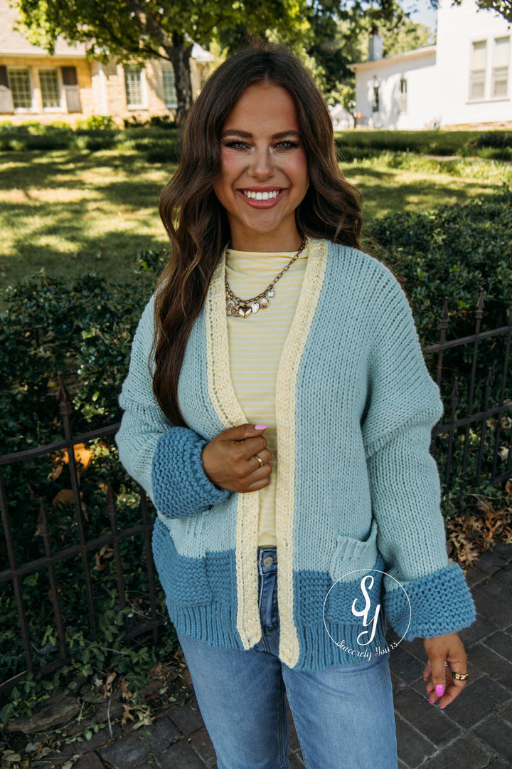 Harvest Moon Cardigan - L. Sage/Teal