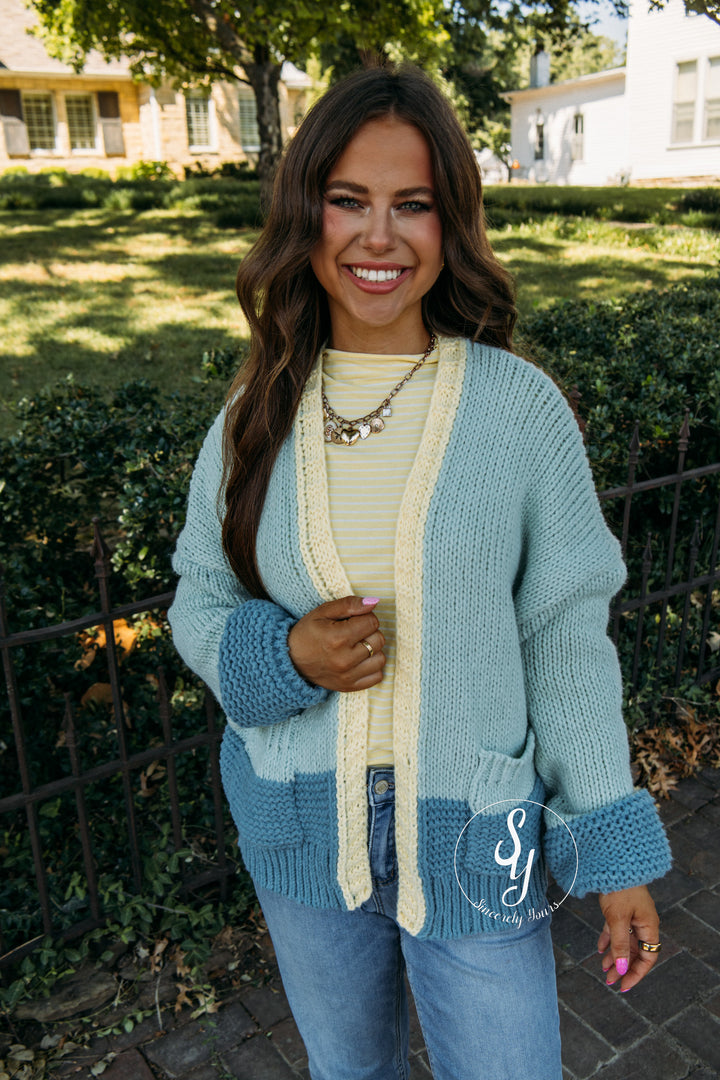 Harvest Moon Cardigan - L. Sage/Teal