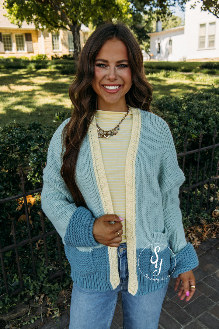 Harvest Moon Cardigan - L. Sage/Teal