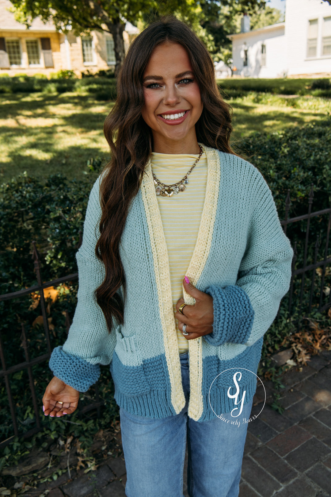 Harvest Moon Cardigan - L. Sage/Teal