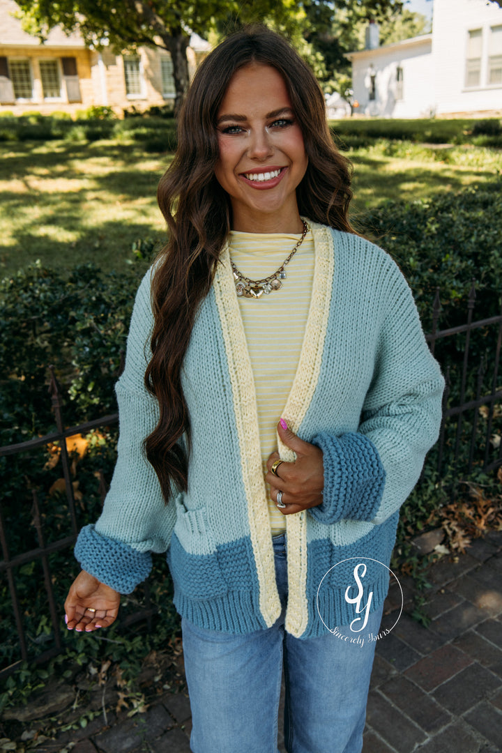 Harvest Moon Cardigan - L. Sage/Teal
