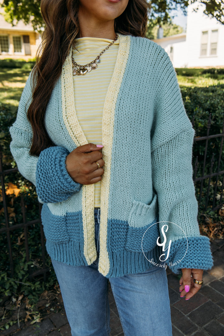 Harvest Moon Cardigan - L. Sage/Teal