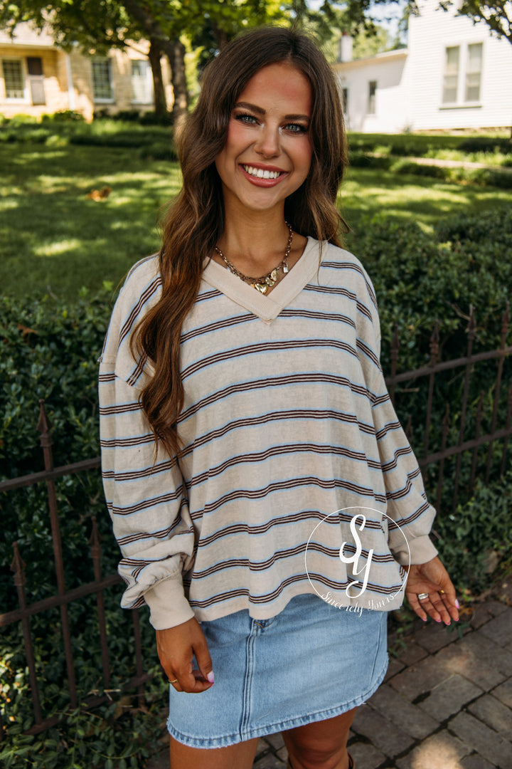 Stripe Season Top - Oatmeal Multi