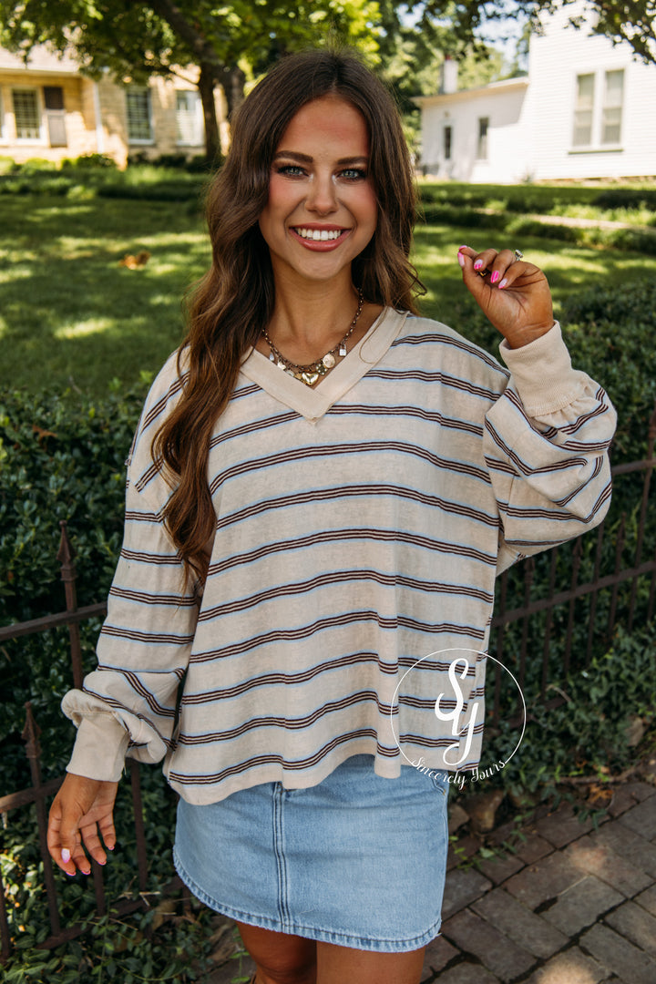 Stripe Season Top - Oatmeal Multi