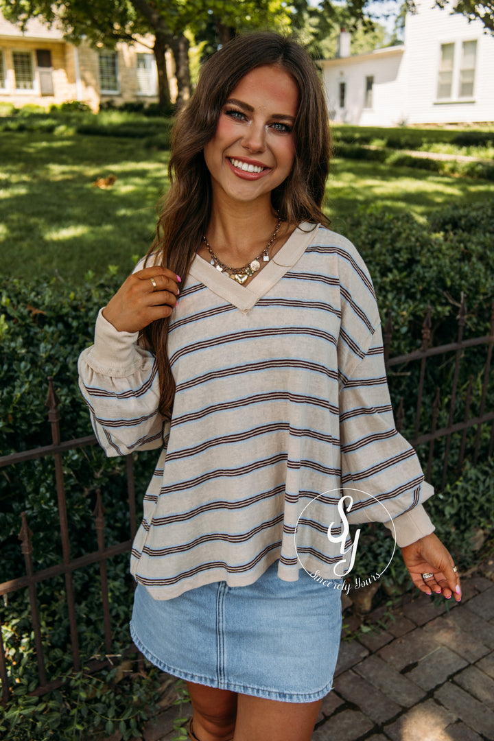 Stripe Season Top - Oatmeal Multi