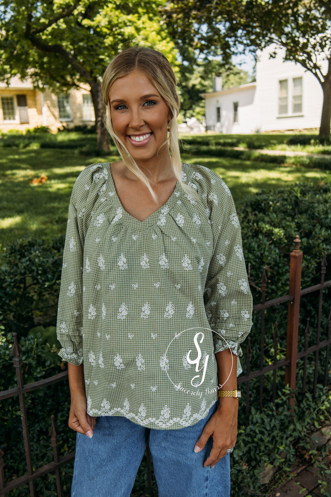 Petal Lane Blouse - Grass Green