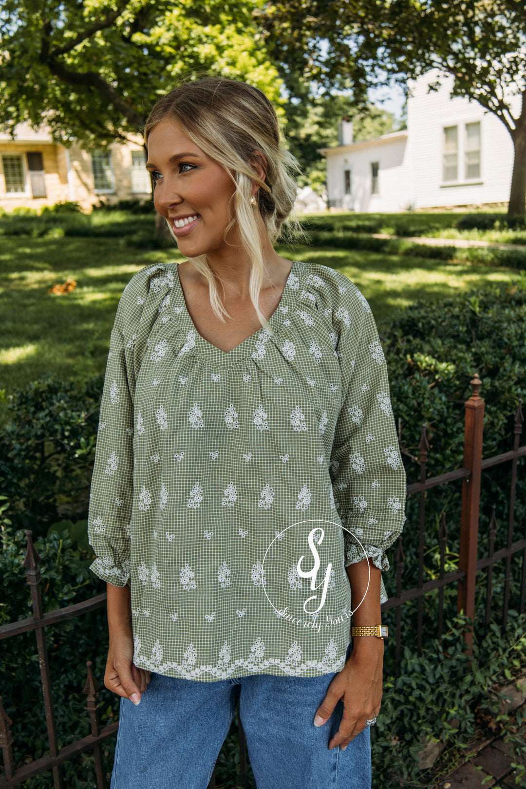 Petal Lane Blouse - Grass Green