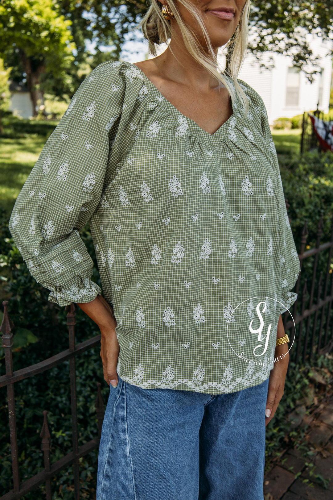 Petal Lane Blouse - Grass Green