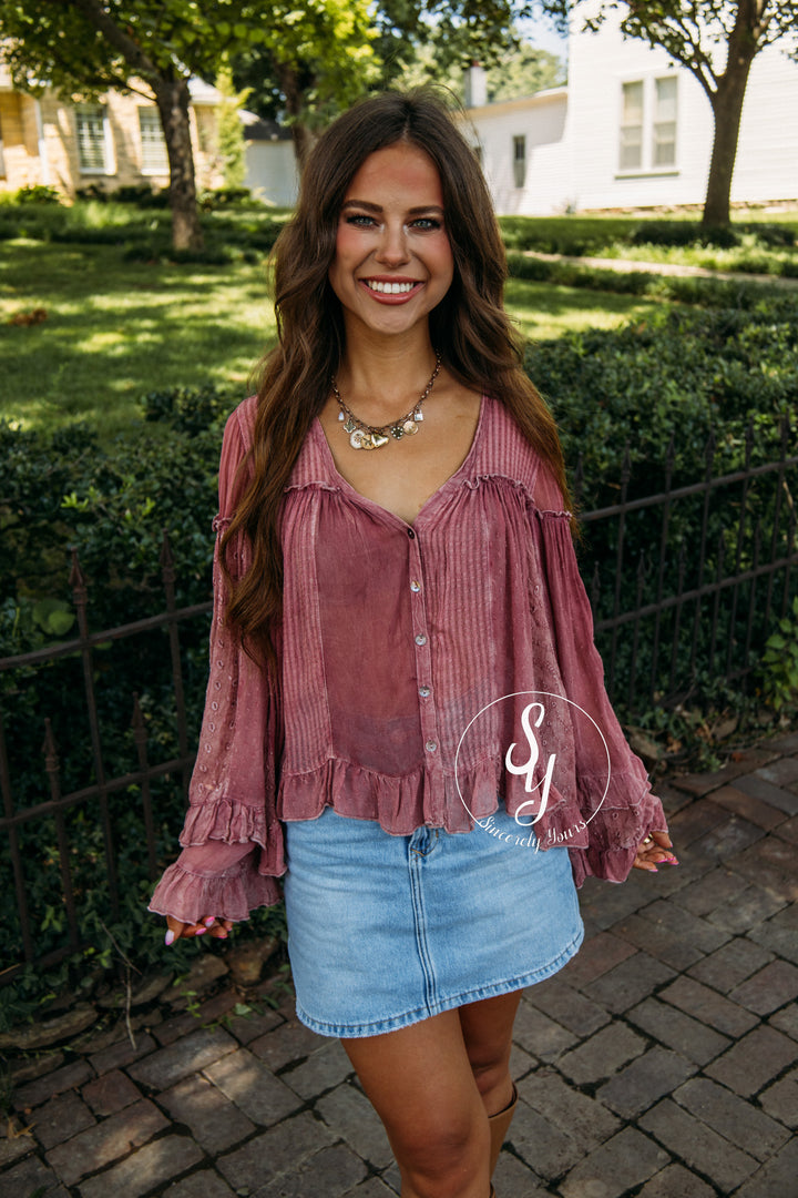 Timeless Touch Blouse - Garnet