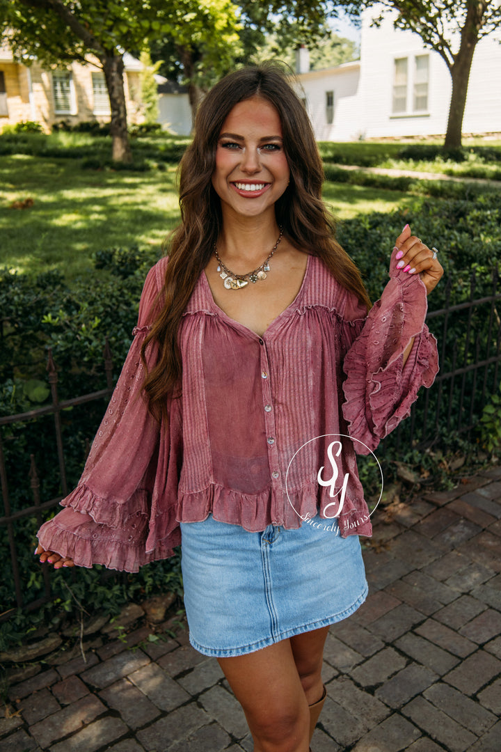 Timeless Touch Blouse - Garnet