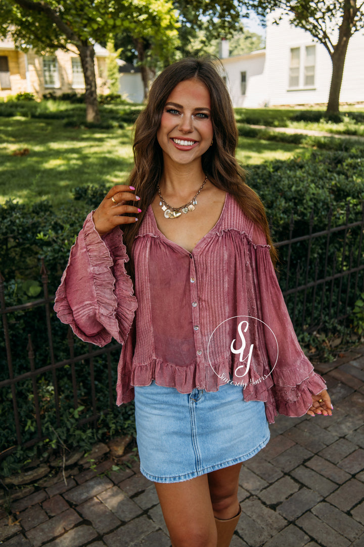 Timeless Touch Blouse - Garnet