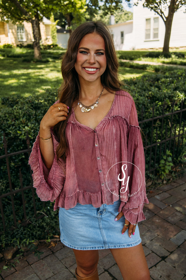 Timeless Touch Blouse - Garnet