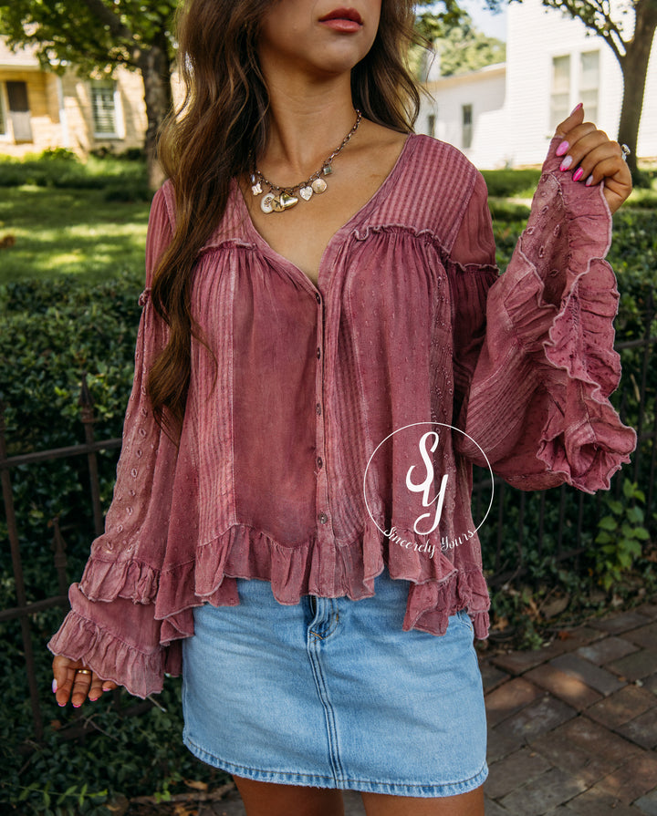 Timeless Touch Blouse - Garnet