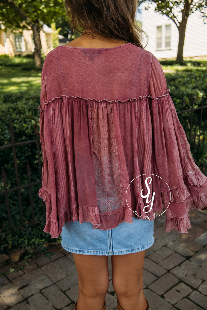 Timeless Touch Blouse - Garnet