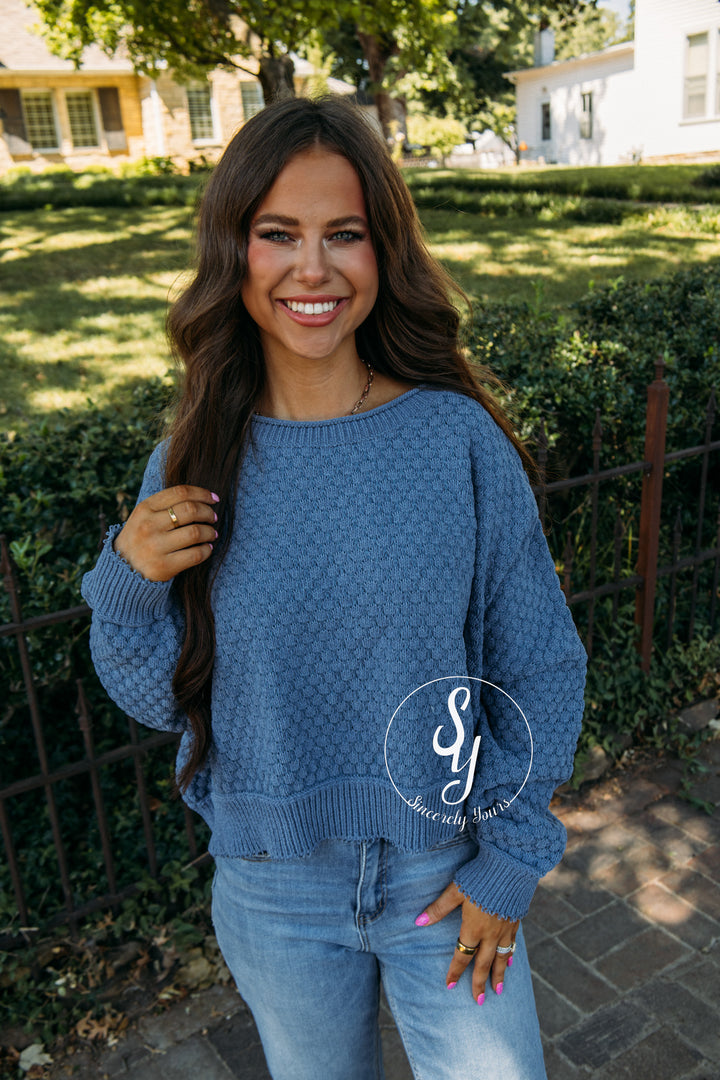 Charmed Cozy Sweater - Denim