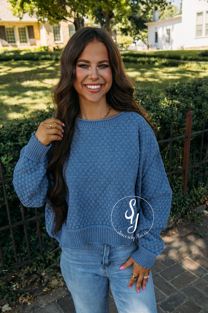 Charmed Cozy Sweater - Denim