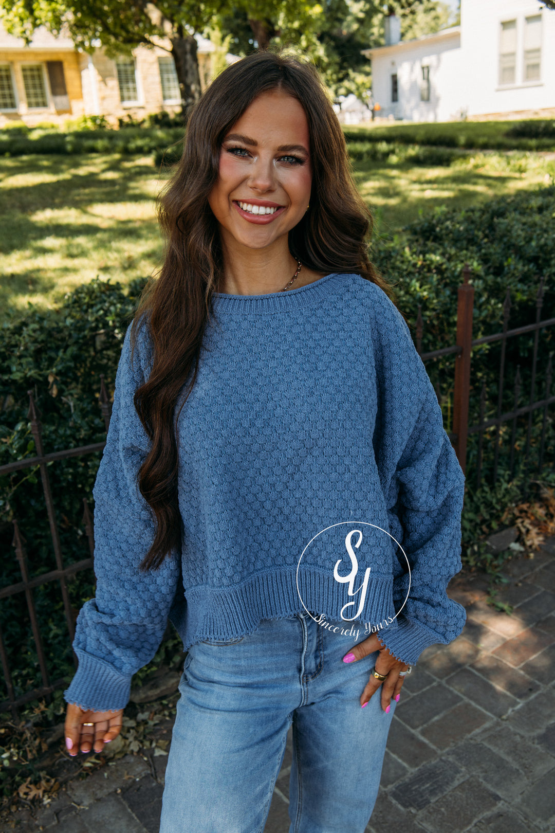Charmed Cozy Sweater - Denim
