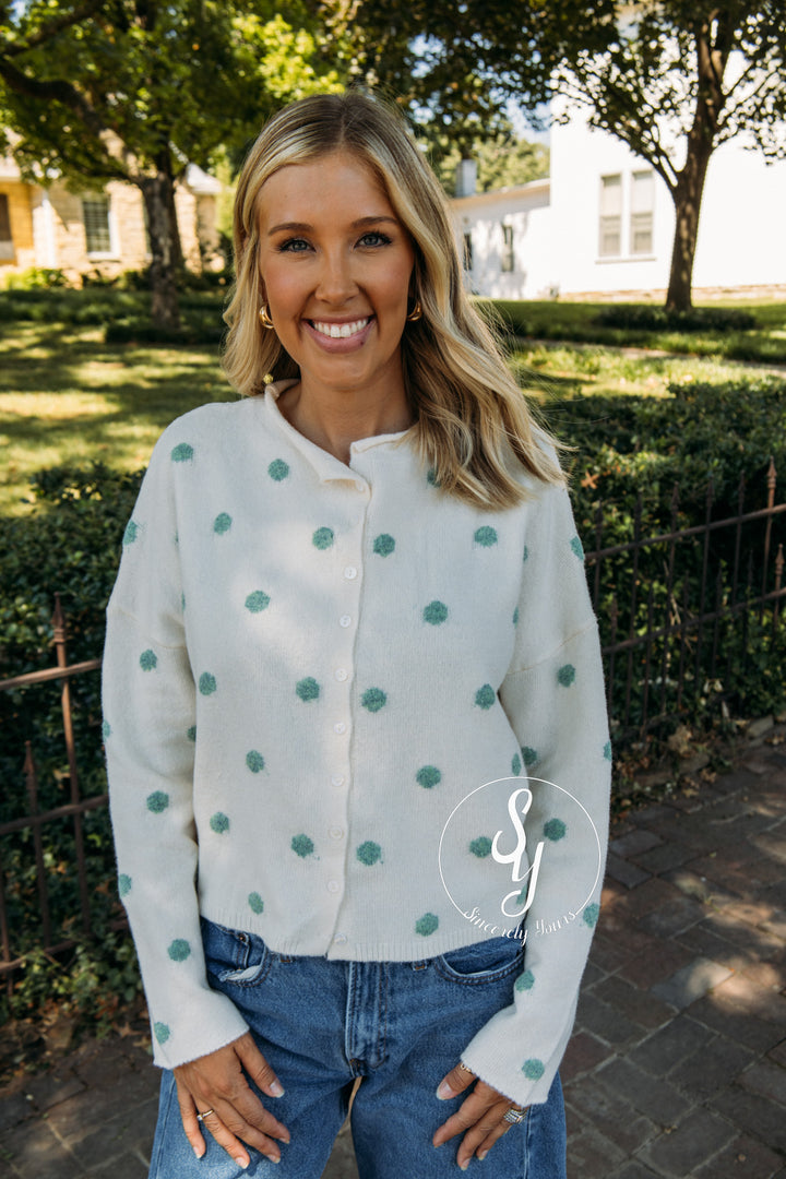 Layered Love Polka Dot Cardigan - Vanilla