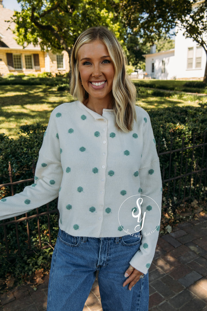 Layered Love Polka Dot Cardigan - Vanilla