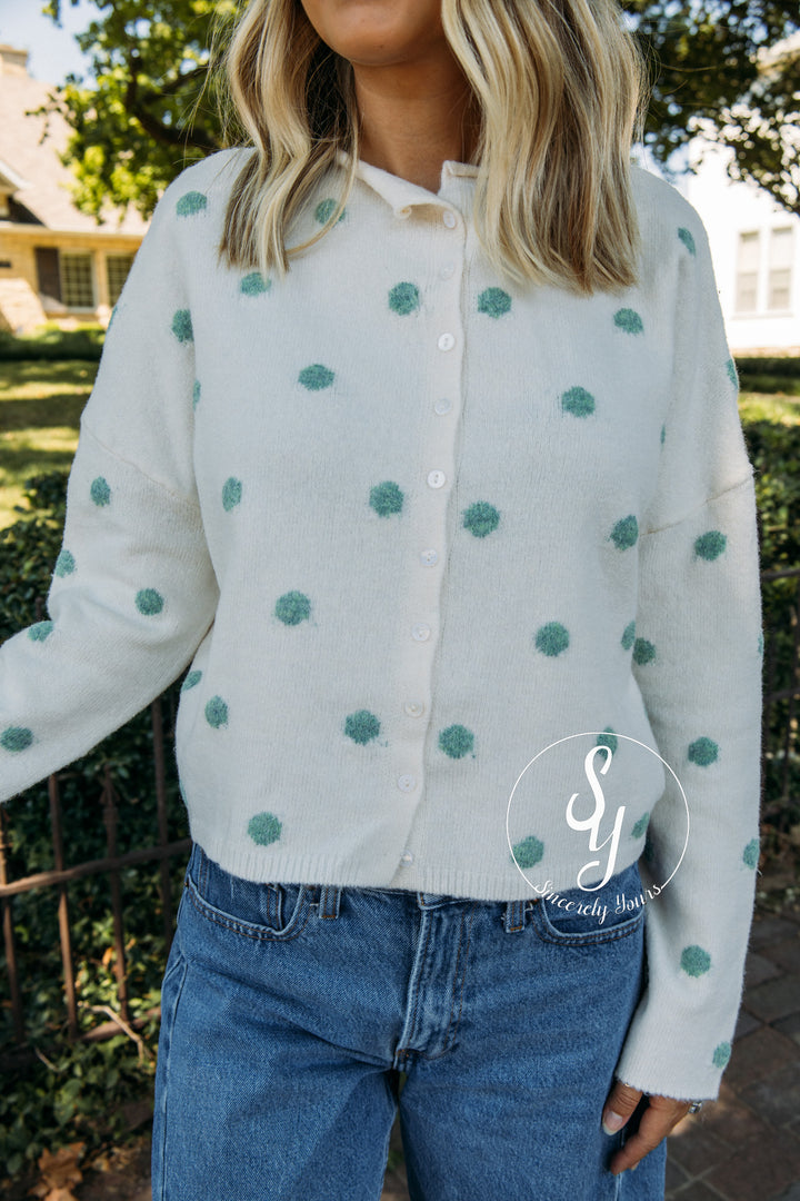 Layered Love Polka Dot Cardigan - Vanilla