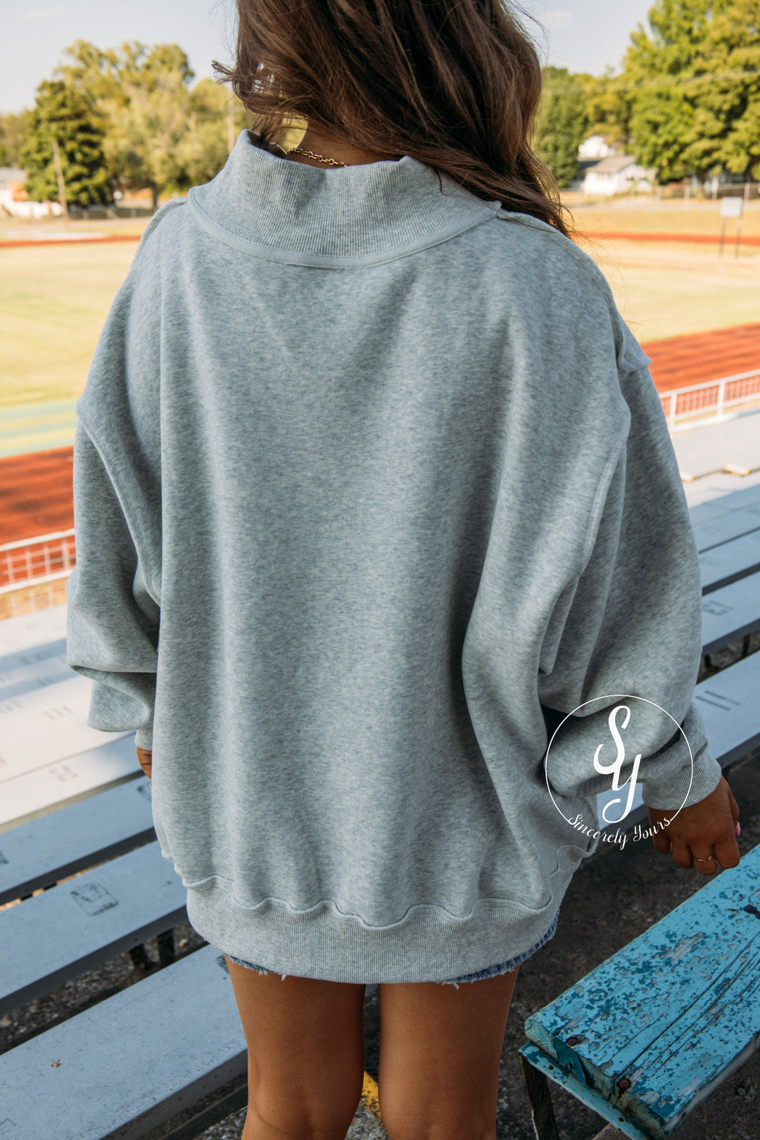 Tiger Proud Mock Neck - Heather Grey