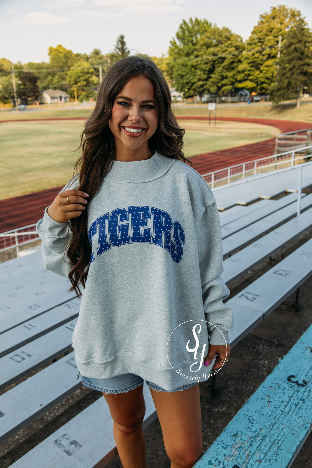 Tiger Pride Mock Neck - Heather Grey