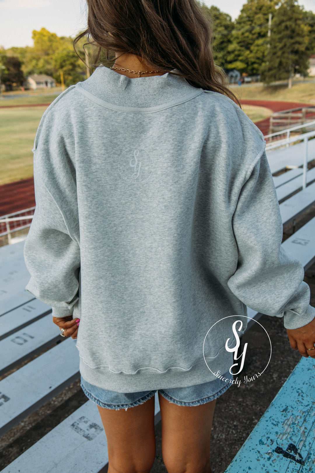 Tiger Pride Mock Neck - Heather Grey