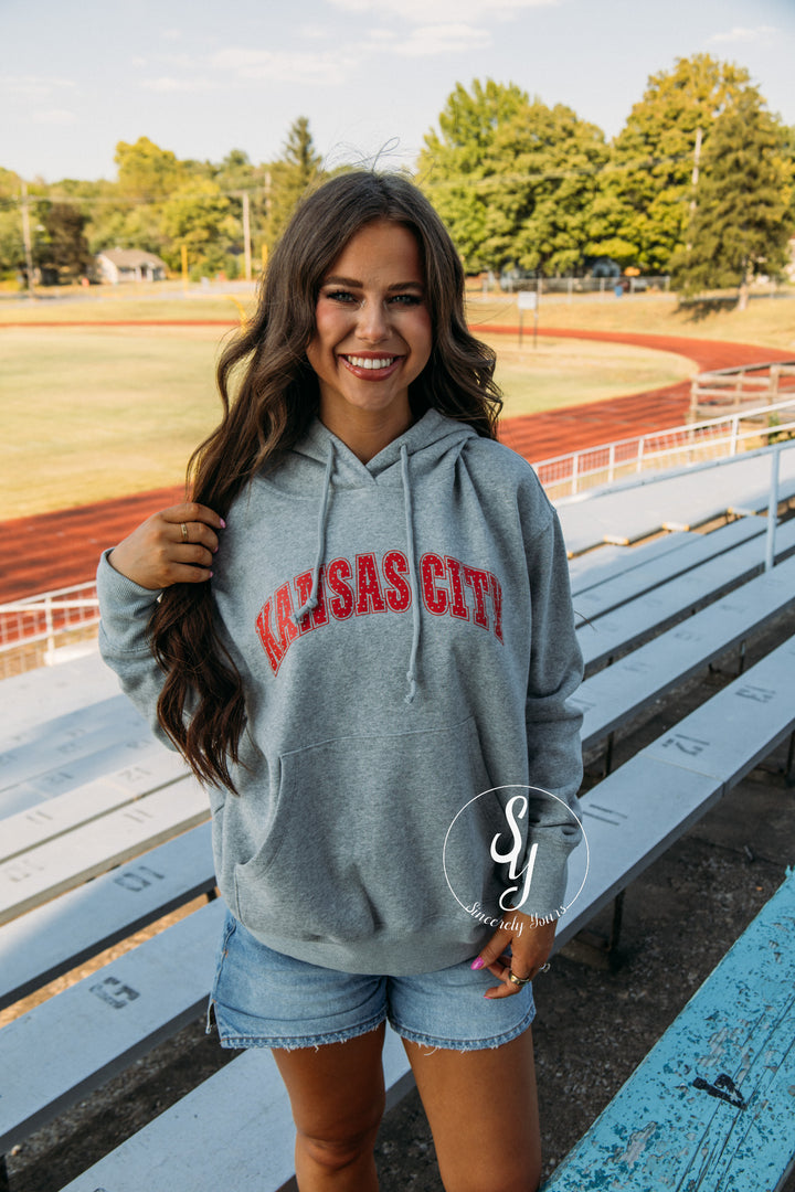 Kansas City Polka Dot Hoodie - Heather Grey