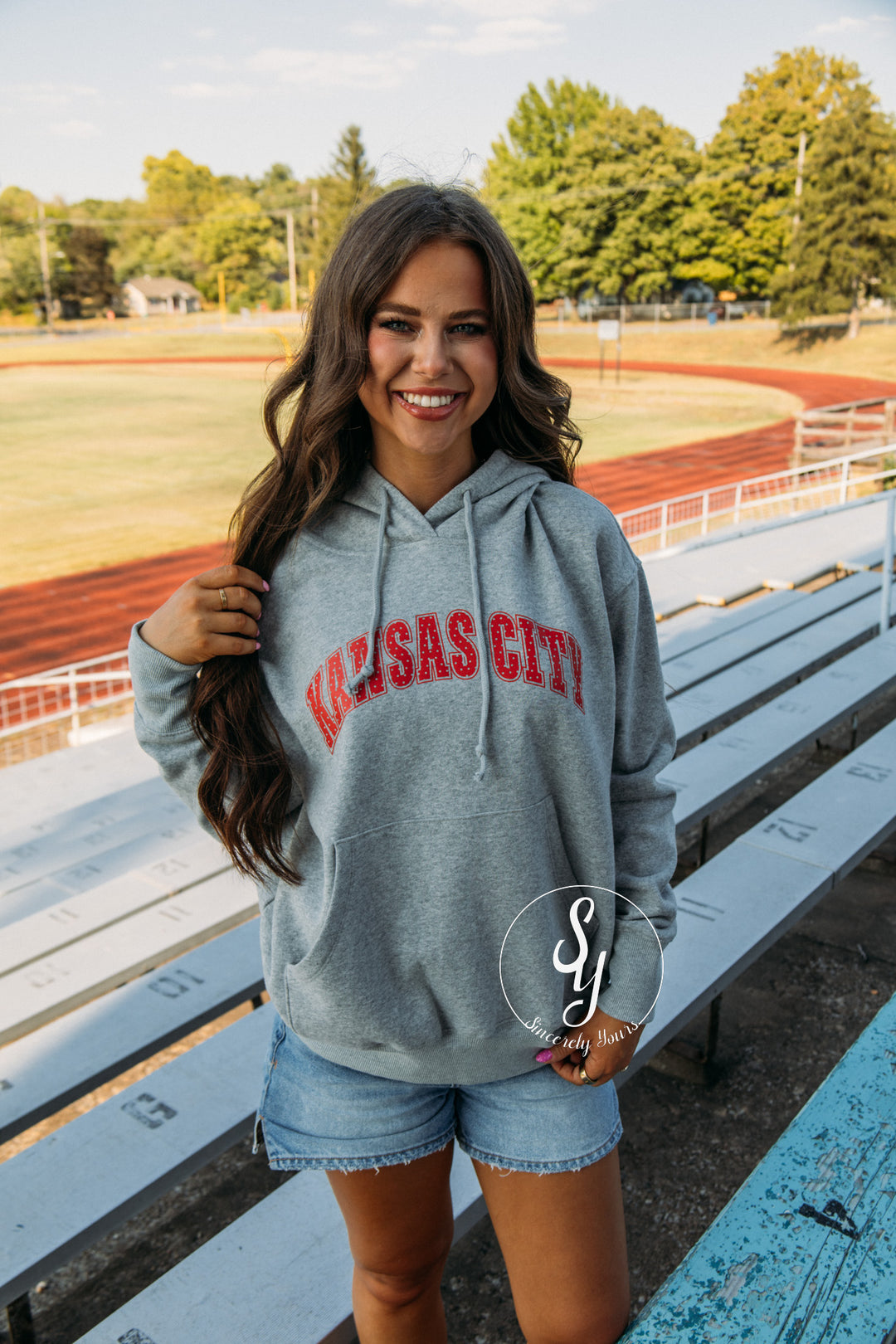 Kansas City Polka Dot Hoodie - Heather Grey