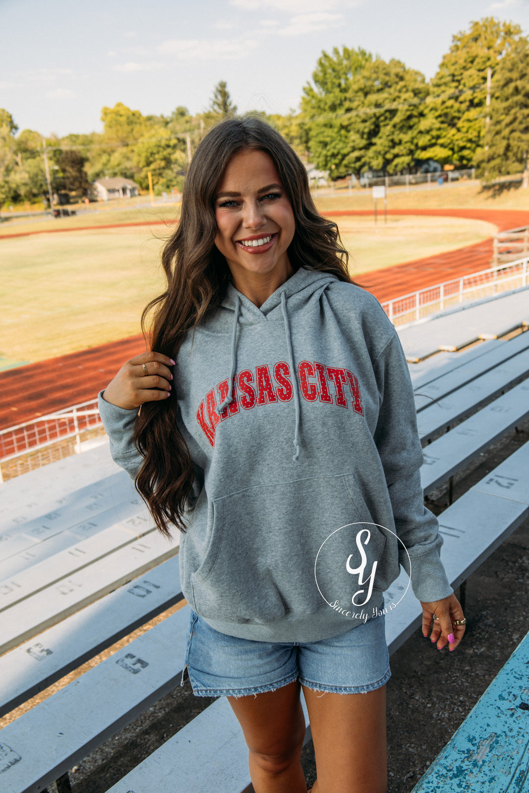 Kansas City Polka Dot Hoodie - Heather Grey