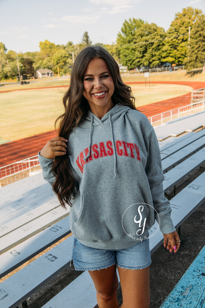 Kansas City Polka Dot Hoodie - Heather Grey