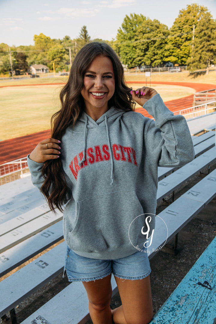 Kansas City Polka Dot Hoodie - Heather Grey