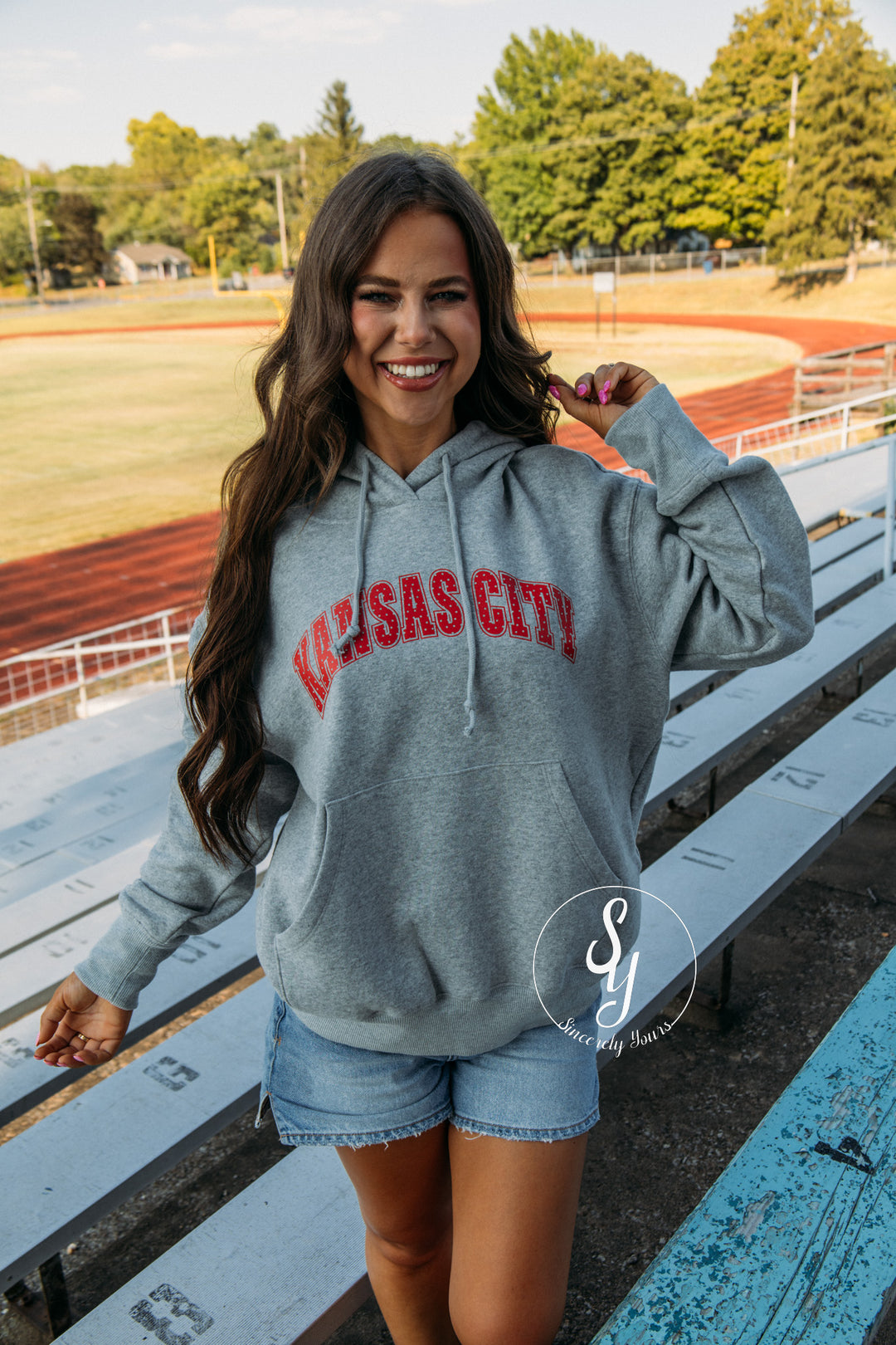 Kansas City Polka Dot Hoodie - Heather Grey